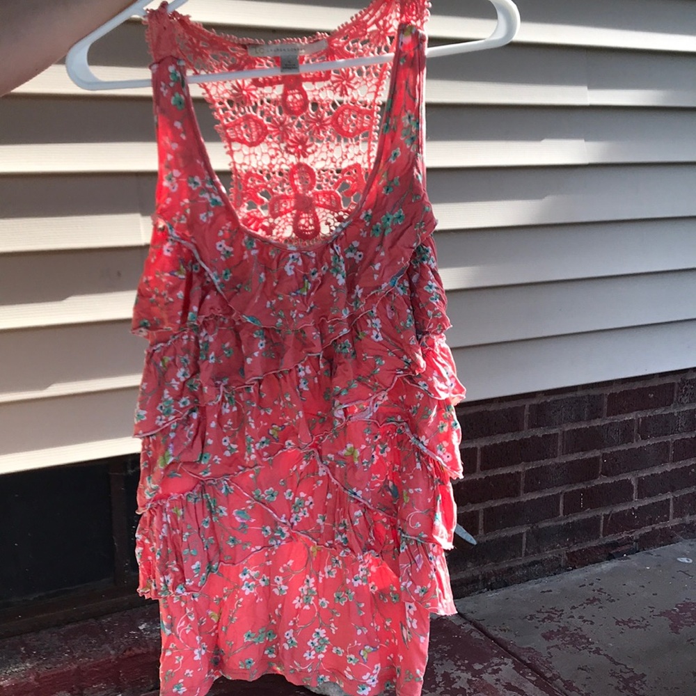 Ruffle front and crochet back summer top